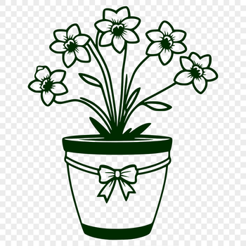 A single daffodil flower standing tall in a ceramic pot, ready for decoration or craft projects.