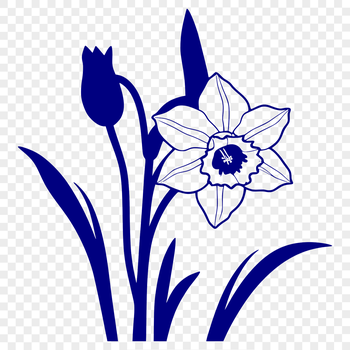 A stylized illustration of a daffodil plant, suitable for digital designs and crafting projects.