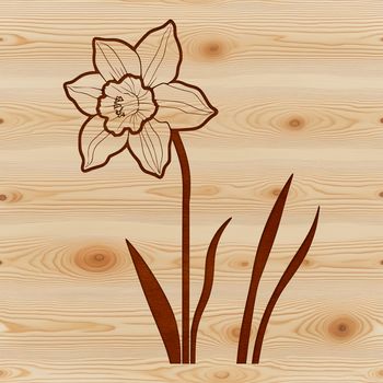 A simple illustration of a daffodil flower in vector format, suitable for use as clip art or a template.