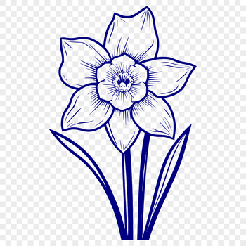 Simple vector illustration of a single daffodil flower with green stem, suitable for commercial or personal projects.