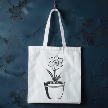 A single white daffodil flower in a small pot, symbolizing springtime renewal.
