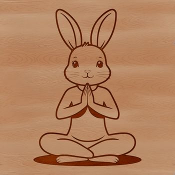 A simple illustration of a sitting rabbit with bold lines and minimal details.
