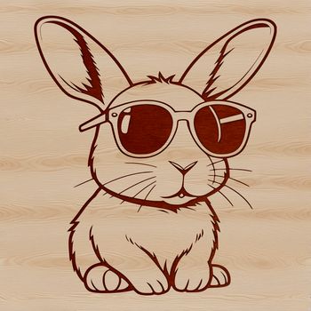Cartoon-style illustration of a rabbit sitting down in a simple design.