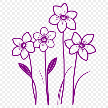A simple illustration of a daffodil flower with three petals and a prominent center.