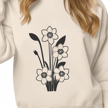 A simple, hand-drawn illustration of a daffodil flower in vector format.