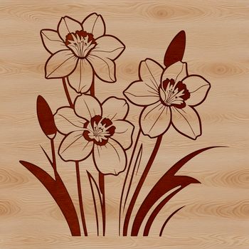 A stylized illustration of a daffodil flower in bloom, suitable for digital crafting and design.