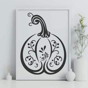 A detailed illustration of a squash vegetable with intricate design elements.