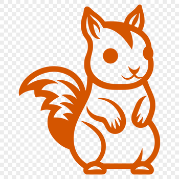 Simple line drawing illustration of a cute squirrel in full body view.