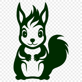 A simple line drawing of a cute squirrel in full body pose.