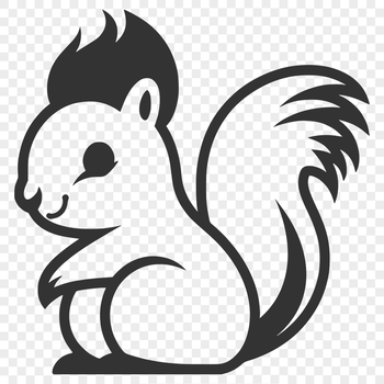 A simple line drawing of a cute squirrel shown in full body pose.