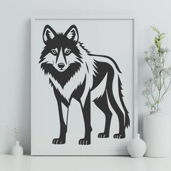 A detailed illustration of a wolf from head to paw, designed as a high-quality SVG file.