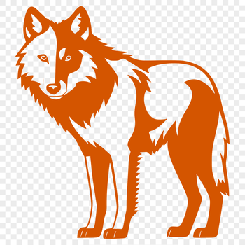 A full-body illustration of a wolf standing upright.