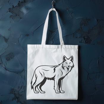 A detailed illustration of a standing wolf in full body form, suitable for digital cutting machines and vector art.