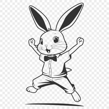 A digital illustration of a rabbit standing upright on its hind legs.