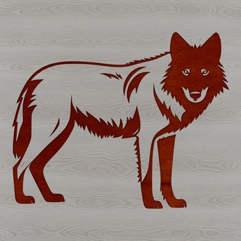 A standing wolf depicted in detailed vector art.