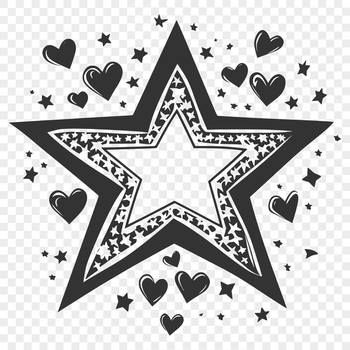 A star symbol created with love hearts as a festive design element for Christmas decorations.