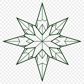 A geometric star shape made up of multiple points, suitable for use as clip art or vector design.