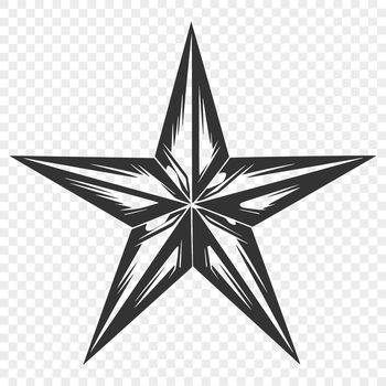 A five-pointed star symbol used for decoration and design.