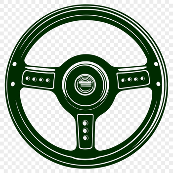 Illustrative representation of a vehicle's steering wheel in vector format.