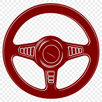 A vector illustration of a standard vehicle steering wheel with prominent features.