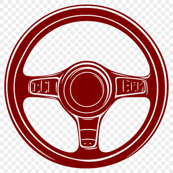 A detailed illustration of a vehicle's steering wheel for design and crafting projects.