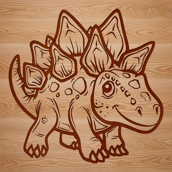 A prehistoric Stegosaurus dinosaur with rows of plates on its back.