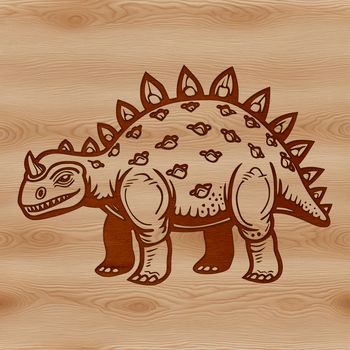 A prehistoric Stegosaurus dinosaur with row upon row of bony plates running down its back.