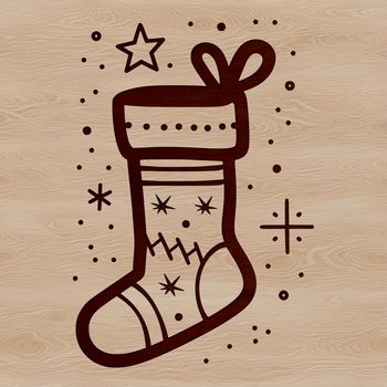 A traditional Christmas stocking with a decorative design, ideal for vector art projects.