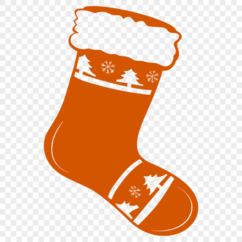 A detailed illustration of a Christmas stocking with festive trim.