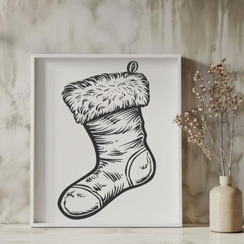 A Christmas stocking design made from vector art.