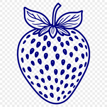 A single strawberry with seeds, ready to be cut out or used as a template in various design software.