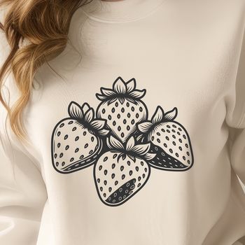 A vector graphic representation of a single strawberry, suitable for digital design projects.
