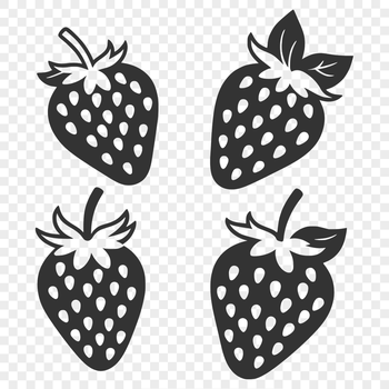 A digital illustration of a ripe strawberry fruit.