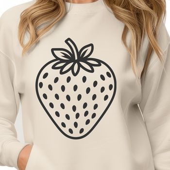 A digital representation of a whole strawberry, suitable for cutting machines or laser cutters.