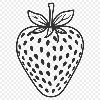 A digital illustration of a strawberry fruit with detailed texture and shading.