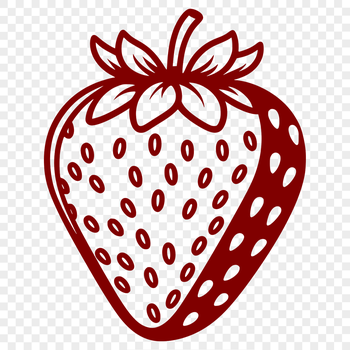 A detailed illustration of a strawberry fruit in a simplified design style.