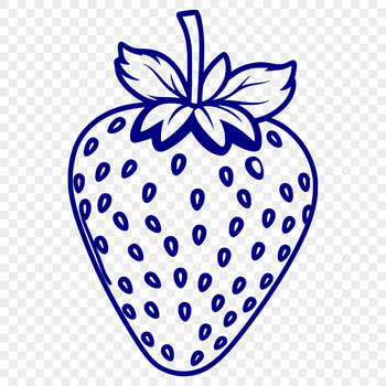A digital representation of a strawberry, created as a vector graphic.