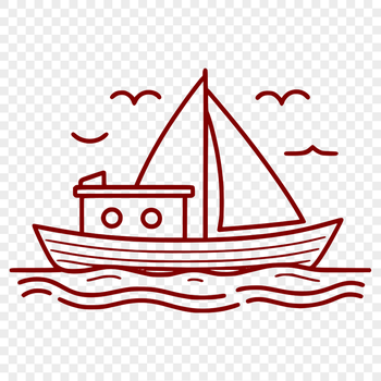 A simplified illustration of a boat designed as vector art.