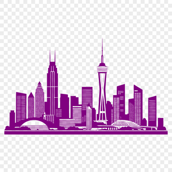 A stylized illustration of a city skyline, suitable for vector graphics and digital design.