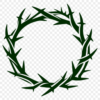 A stylized crown made up of intertwined thorns, inspired by biblical iconography.
