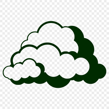 A simple illustration of a white cloud against a blue sky.