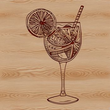 A simple illustration of a cocktail in a glass, designed as vector art for digital use.