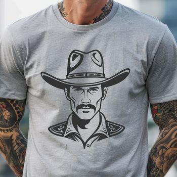 A stylized illustration of a cowboy, created as a vector graphic.