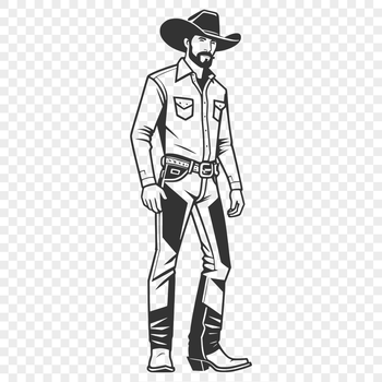 Western-style cowboy illustration in vector format.