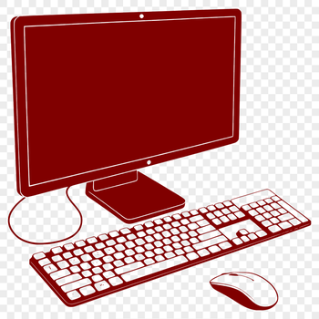 A detailed digital illustration of a modern desktop computer setup.