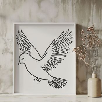 A digital illustration of a white dove perched on a branch, created as a vector graphic.