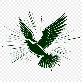 A digital illustration of a dove perched on a branch.