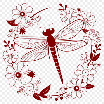 A close-up illustration of a dragonfly's body and wings in high detail.