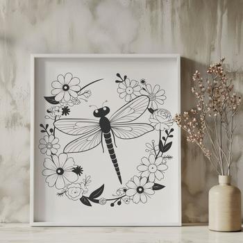 Illustrative vector design of a dragonfly in mid-air, suitable for digital use.