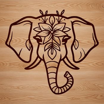 An ornate vector graphic of a majestic safari animal, specifically the elephant, in high-resolution format.